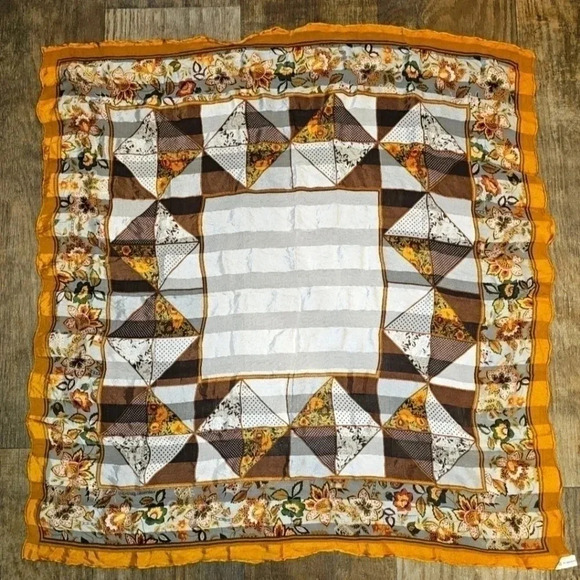 Valentino Garavani Orange and White Floral Silk Scarf